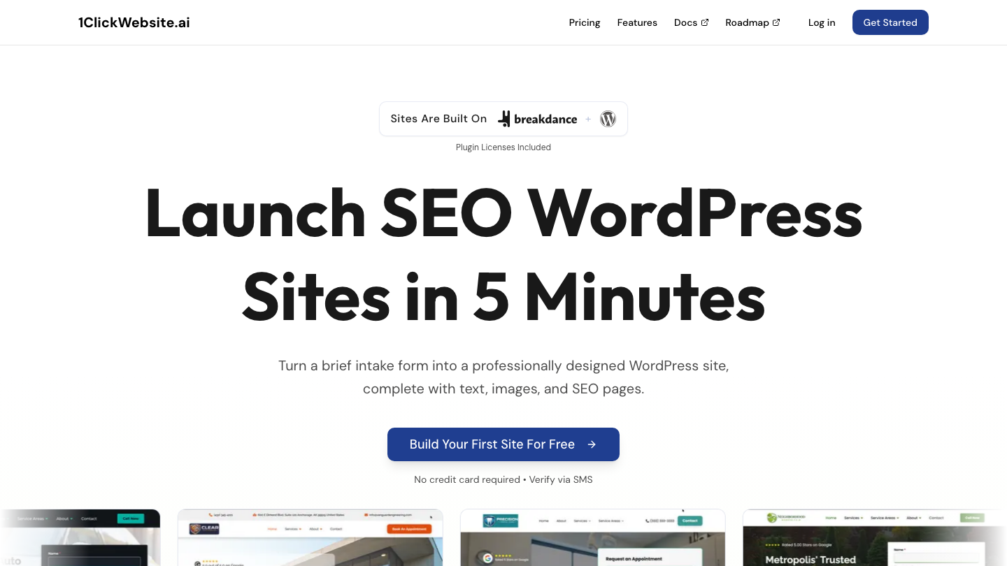 1ClickWebsite.ai product screenshot